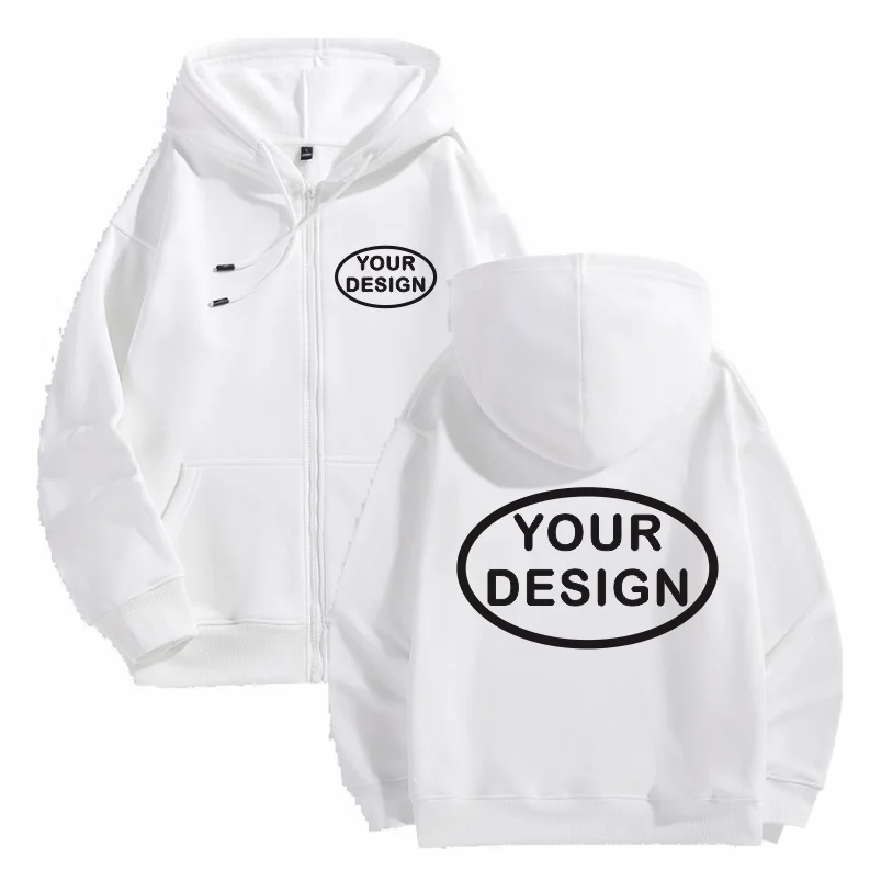Customize Your Logo Zipper Sweatshirt For Men And Women Loose Casual Fashionable Long Sleeved Sportswear Personalized Embroidery