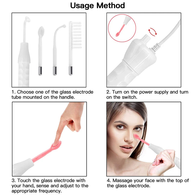 Portable High Frequency Facial Wand LED Therapy Anti-Aging Skin