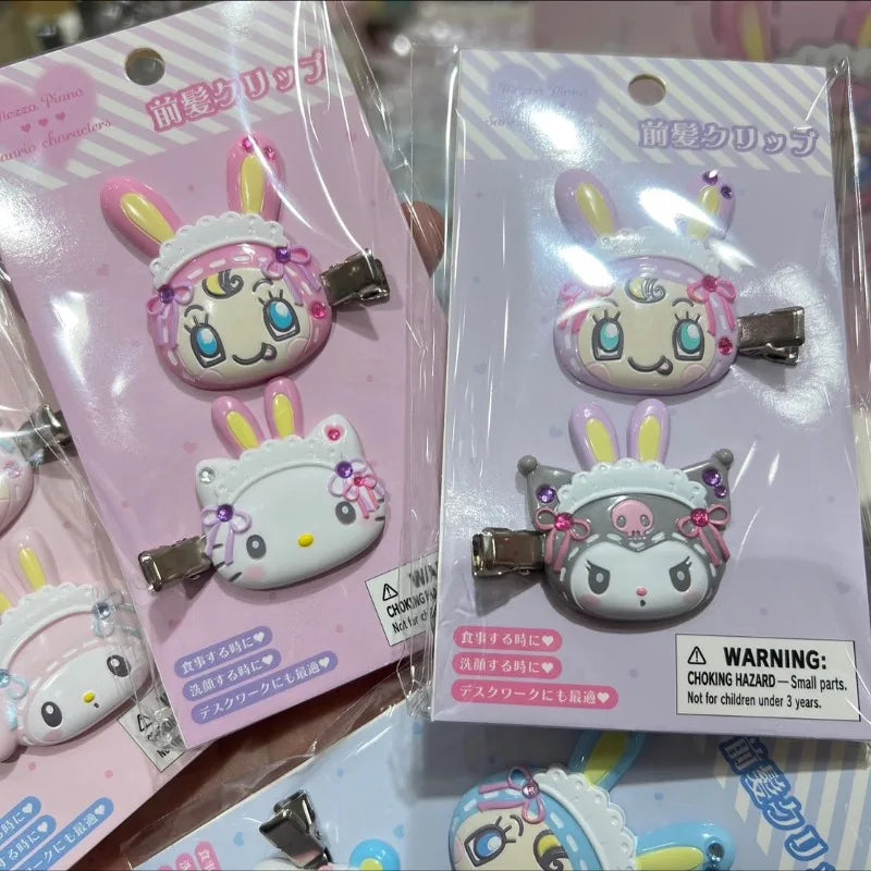 New Sanri Mezzo Piano Bangs Clip Set Cartoon Kuromi Cinnamoroll Hairpin Cute Charmmy Kitty Fashion Bangs Clips for Girls Gifts