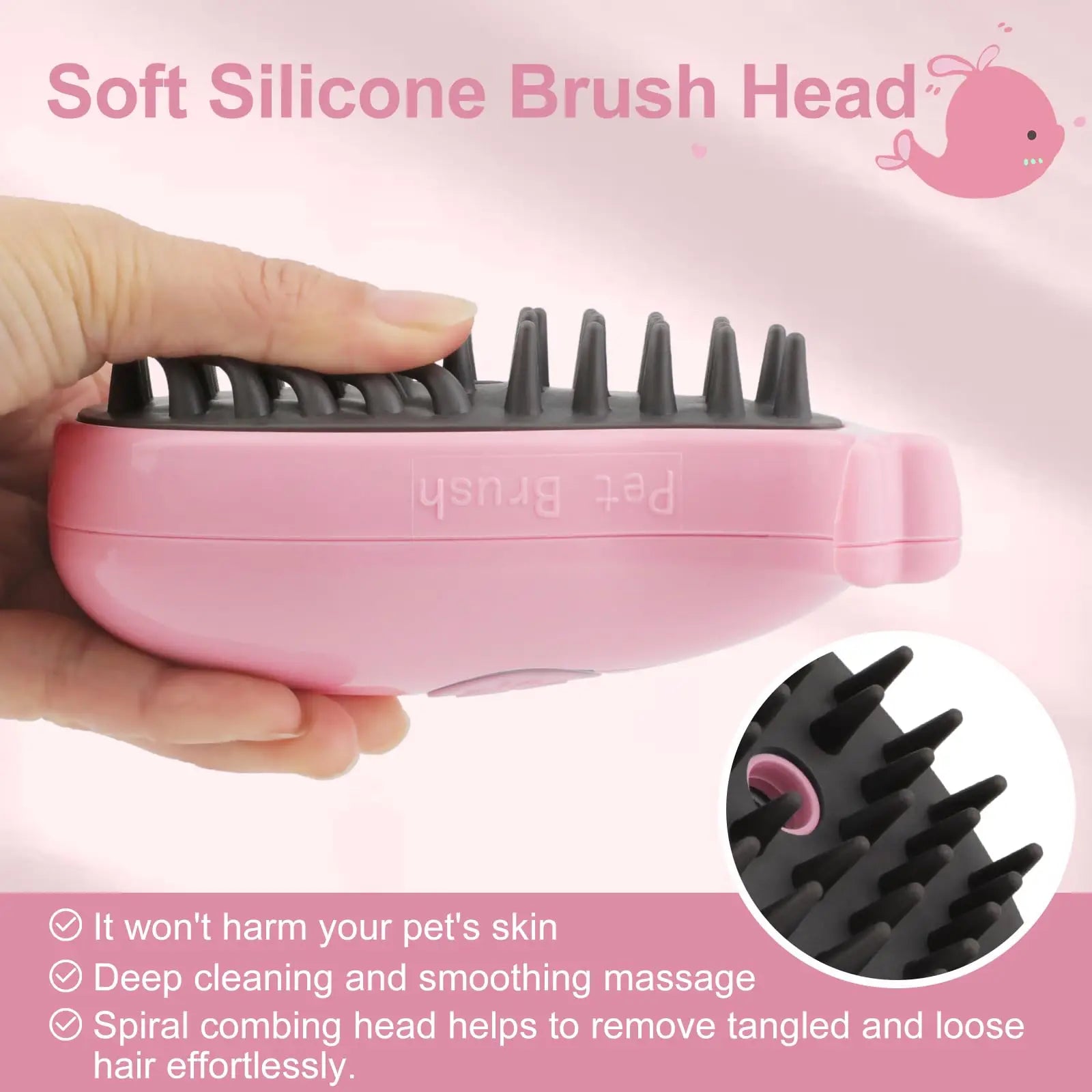Cat Steam Brush 3 in 1 Pet Hair Grooming Tool Supply for Shedding With Soft Silicone Bristle Release Button for Short Hair Cats