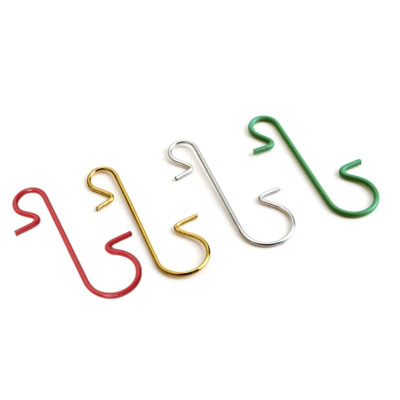 100Pcs Christmas Ornament Metal S-Shaped Hooks Holders Tree Ball Pendant Hanging Decoration for Home Navidad New Year