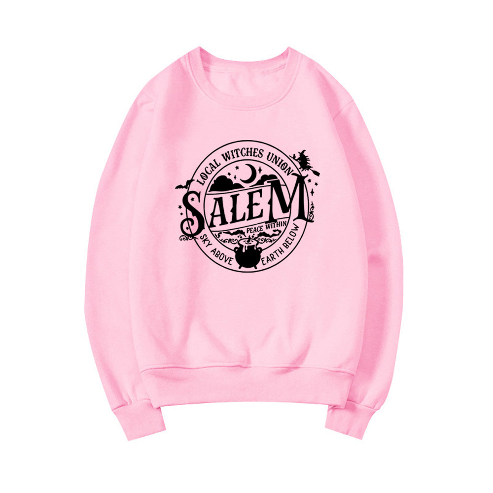 Local Witches Union Salem Sweatshirt Halloween Sweatshirt Women Hoodies Witches Clothes Long Sleeve Pullovers Fall Tops Hoodie