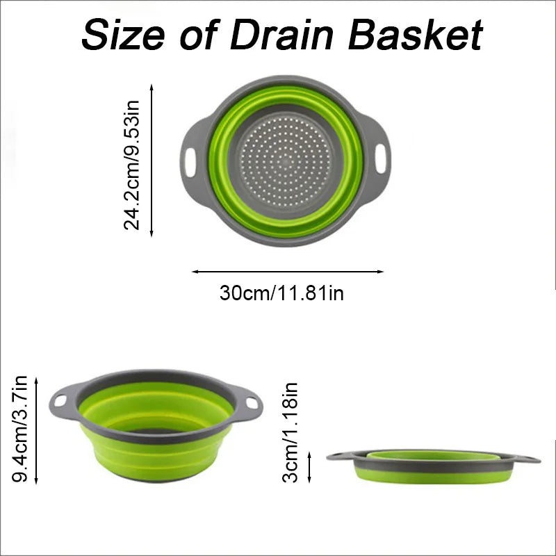 Green Silicone Collapsible Strainer