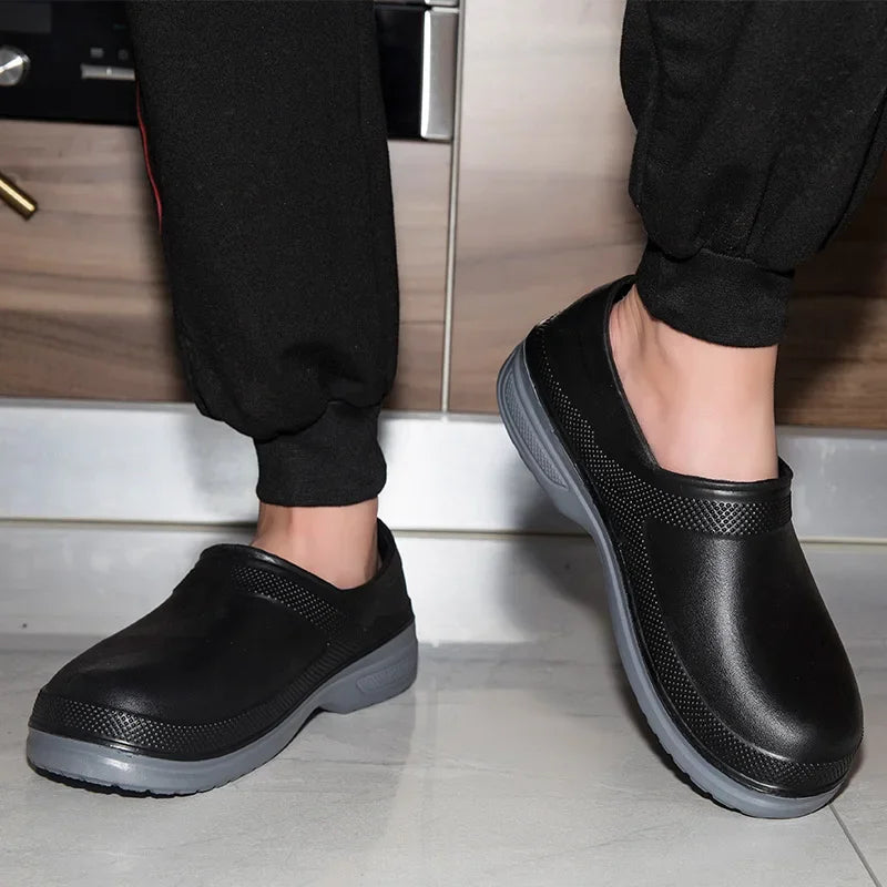 High Quality EVA Chef Shoes Non-slip Waterproof Oil-Proof Kitchen Cook Flat Working Shoes Hotel Restaurant Clogs Men Multicolor