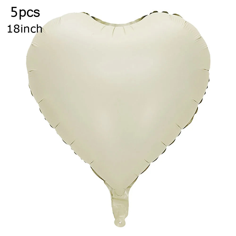 10/5/1Pc Brown Beige Cream 18inch Heart Balloons Cream Number Balloons 1 2 3 4 5 6 Birthday Number Foil Balloon Helium Air Globo