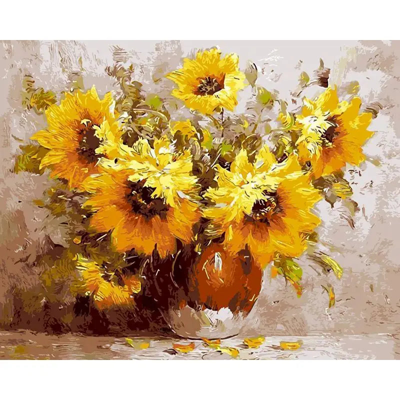 GATYZTORY DIY Frame Painting By Numbers Kits Sunflowers Abstract Modern Home Wall Art Picture Flowers Paint By Numbers