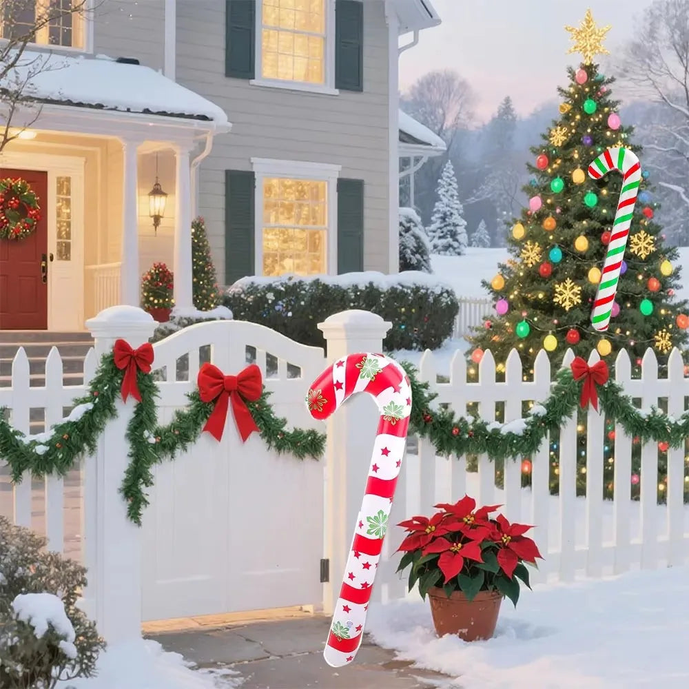 2PCS Inflatable Christmas Candy Cane Stick Balloons Merry  Decorations For Home Xmas Navidad Natal Gifts New Year