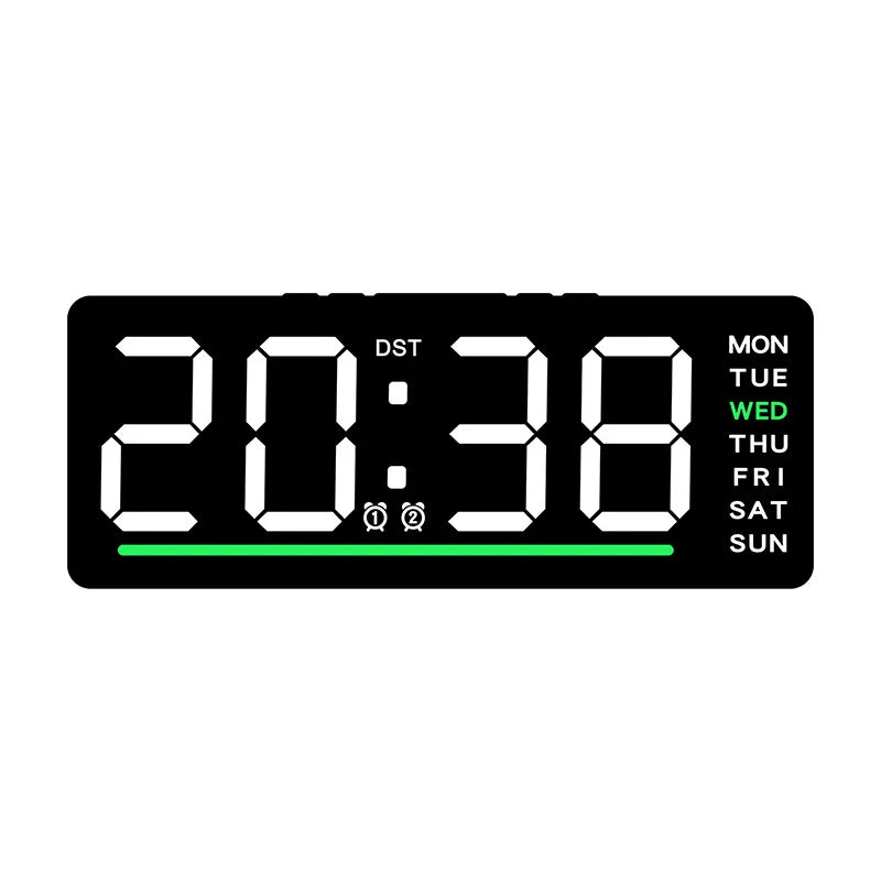 USB Powered Digital Alarm Clock TEMP Date Week Dual Alarm 5 Levels Brightness Snooze Table Clock 12/24H Night Mode LED Clock