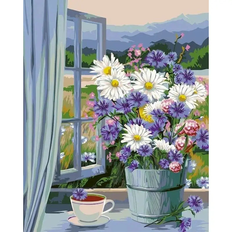 GATYZTORY Frame Painting By Numbers For Adults Coloring On Numbers Window Flower Gift Picture Drawing Paint Kit Diy Crafts