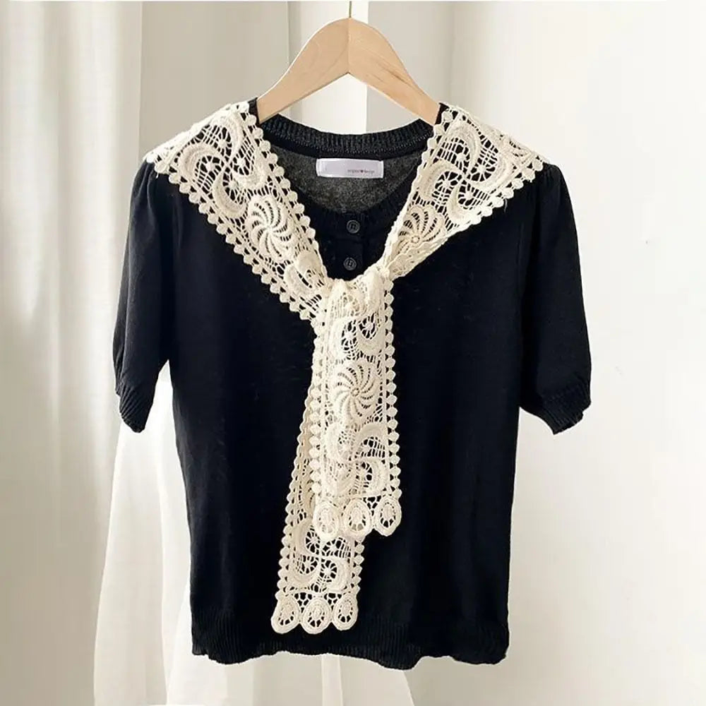 Solid Color Knitted Shawl High-quality Women Ladies Casual Fake Collar Summer Female Scarf
