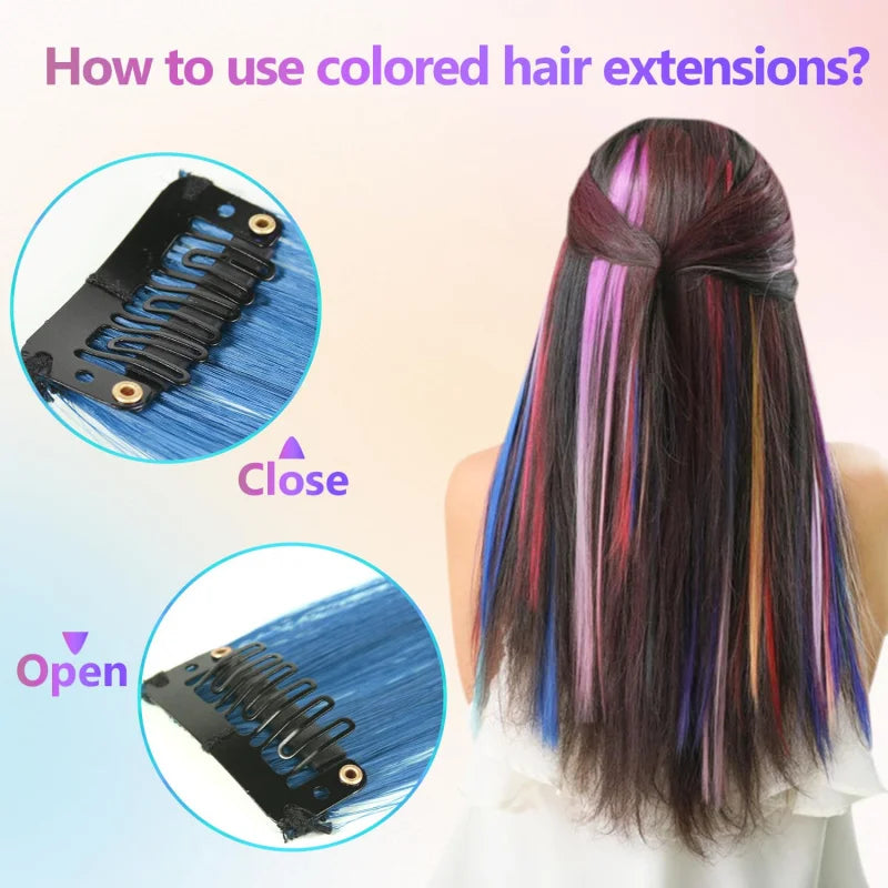 1 5 11 Pcs/lot Clip in Hair Extensions Multi-Colors