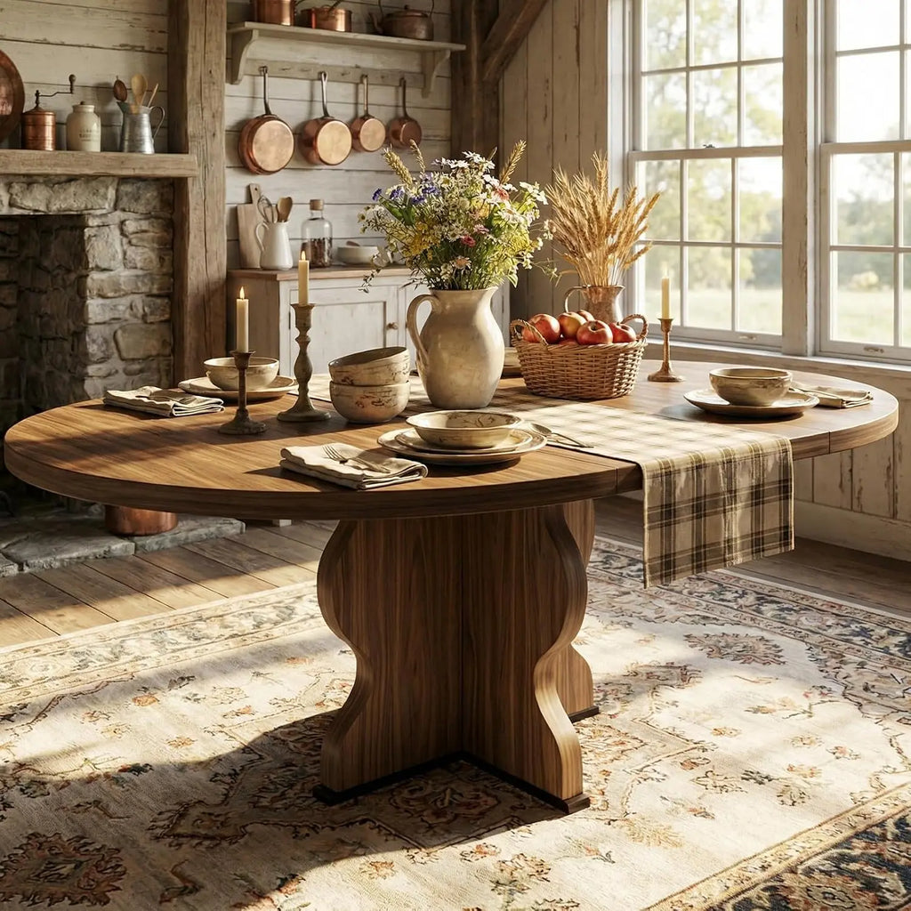 47"-63" Extendable Round Dining Table for 4-8