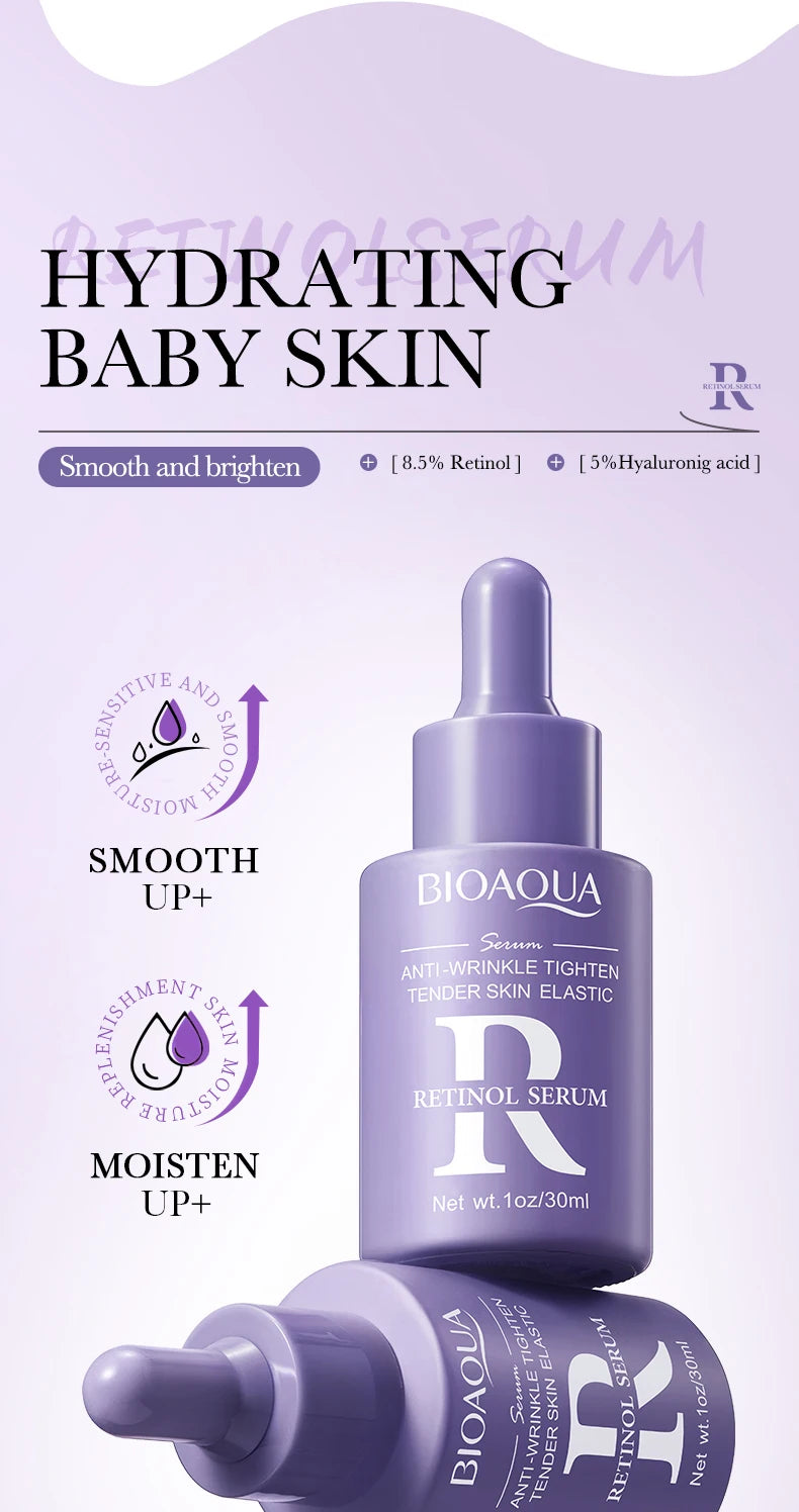 BIOAQUA Retinol Vitamin C Hyaluronic Acid Serum for Face Moisturizing Whitening Anti Wrinkles Facial Essence Face Skin Care