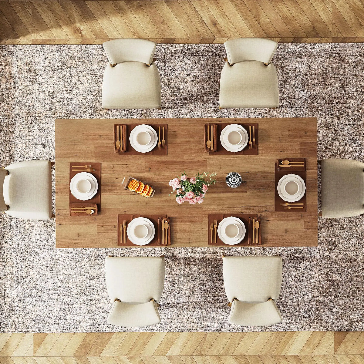 63-Inch Farmhouse Rectangular Dining Table