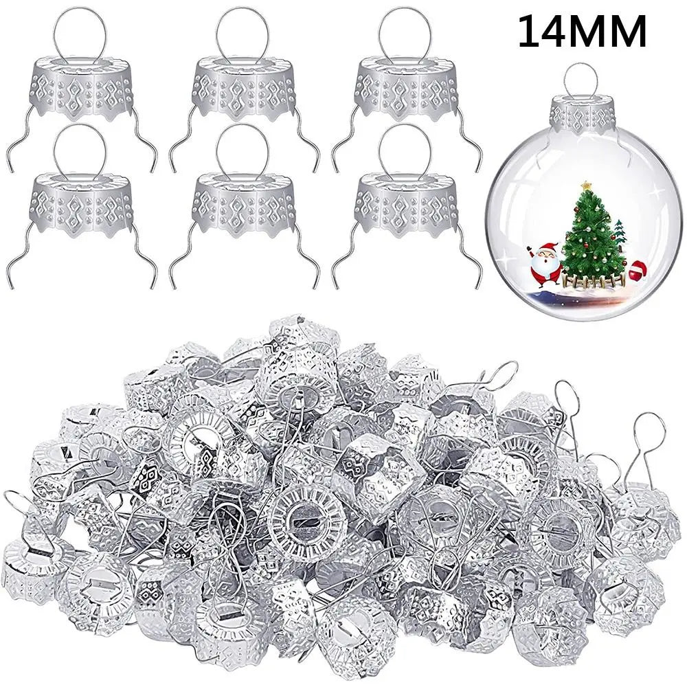 50PCS Aluminium Christmas Ball Caps Electroplating Gold Silver Christmas Tree Decorations DIY Christmas Ball Ornaments Cap