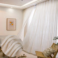 Thick Linen Look Sheer Curtains for Living Room Tulle Curtains for Bedroom Window Kitchen Door Curtain Short Rideaux Chambre