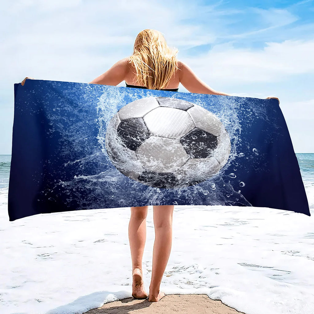 Football Beach Towel Soccer Bath Towel Microfiber Ball Sports Shower Quick Dry Swimming Cover Camping Yoga Mat Bikini Cover Up