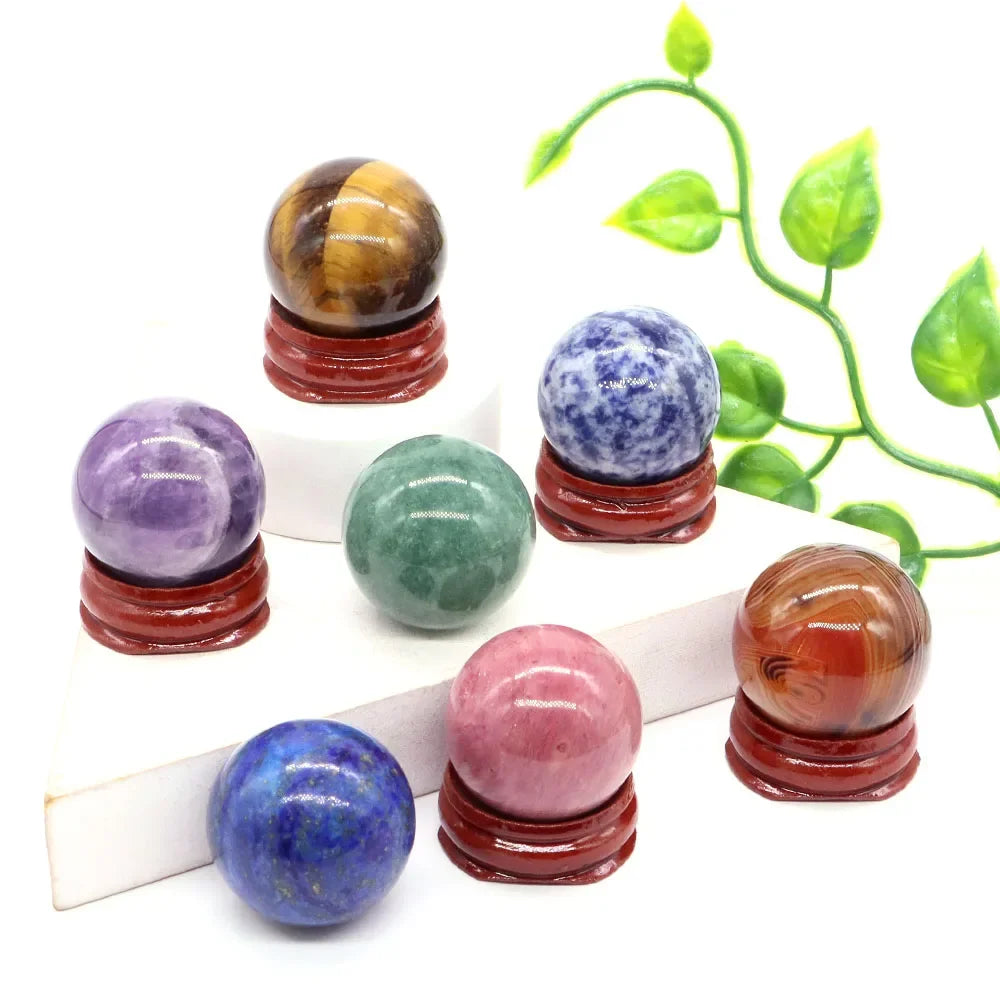 30MM Crystal Ball Natural Reiki Healing Quartz Stone Globe Energy Gemstone Fengshui Sphere Wicca Chakra Massage Home Decor Gifts