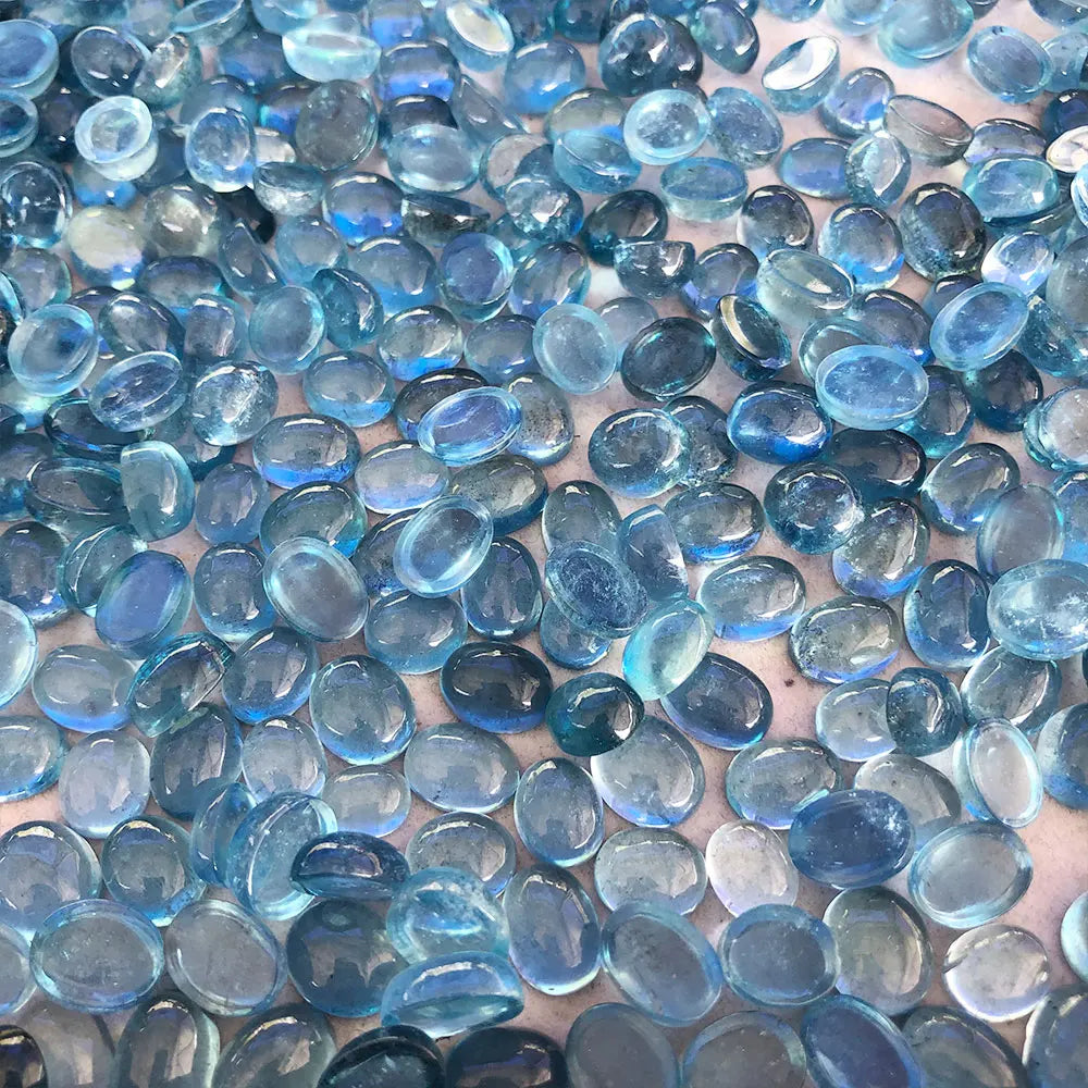 Aquamarine Oval Cabochon Natural Stone Crystals Quartz Gemstones Crystal Healing Reiki Decorative Stone Home Decoration DIY