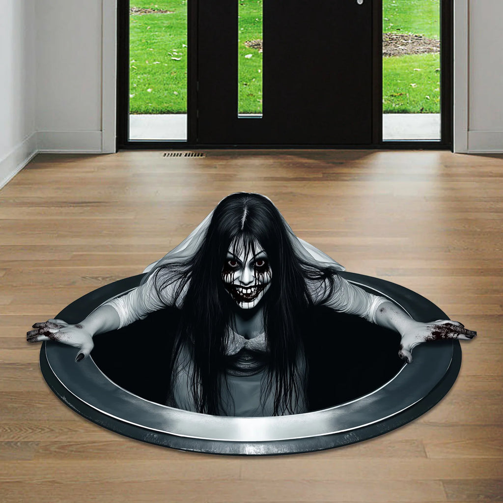 Halloween Wall Floor Stickers Horror Scary Terror Long Hair Ghost Girl Window Sticker Bedroom Living Room Party Home Decor Props
