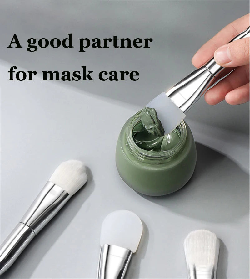 1PC Professional Double Ending Soft Bristle Silicone Wear-resistant Facial Flexible Mask Brush Skin Care Cleaning Beauty Tools
