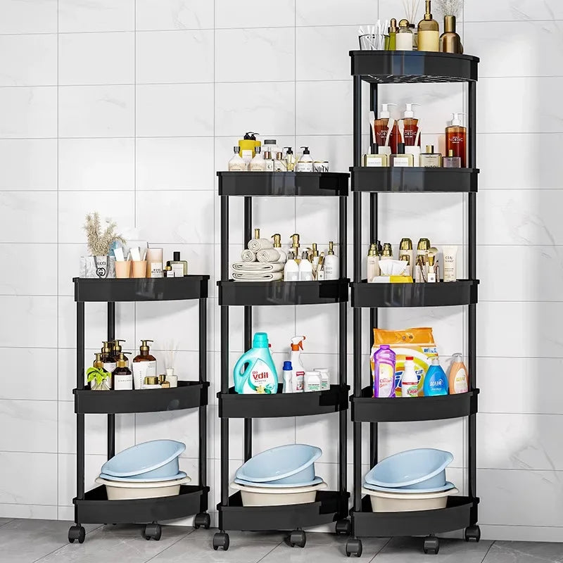 Rolling Cart Storage Rack 2/3/4 Tier Gap Storage Shelf Movable Bathroom Triangle Storage Rack Floor-standing Corner Shelf
