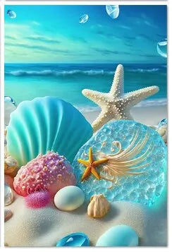 Starfish 5D Diamond Painting Fantasy Shell Seaside Scenery Full Diamond Embroidery Mosaic Cross Stitch Kits Bedroom Home Decor