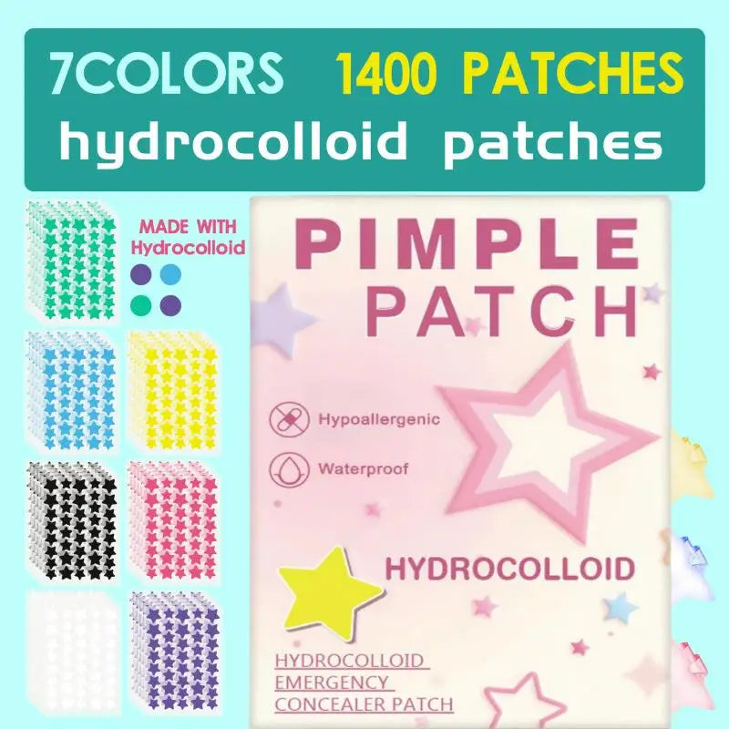 1400PCS New High-end Pimple Patch Acne Patches Set Colorful Star Shaped Acne Treatment Stickers Acne Dots Cover  For Skin Care