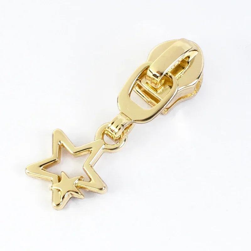 10/30Pcs Star Zipper Slider Pulls for Nylon Zippers By The Meter Bag Coat Zips Head Pullers Repair Kit DIY Sewing Accessories