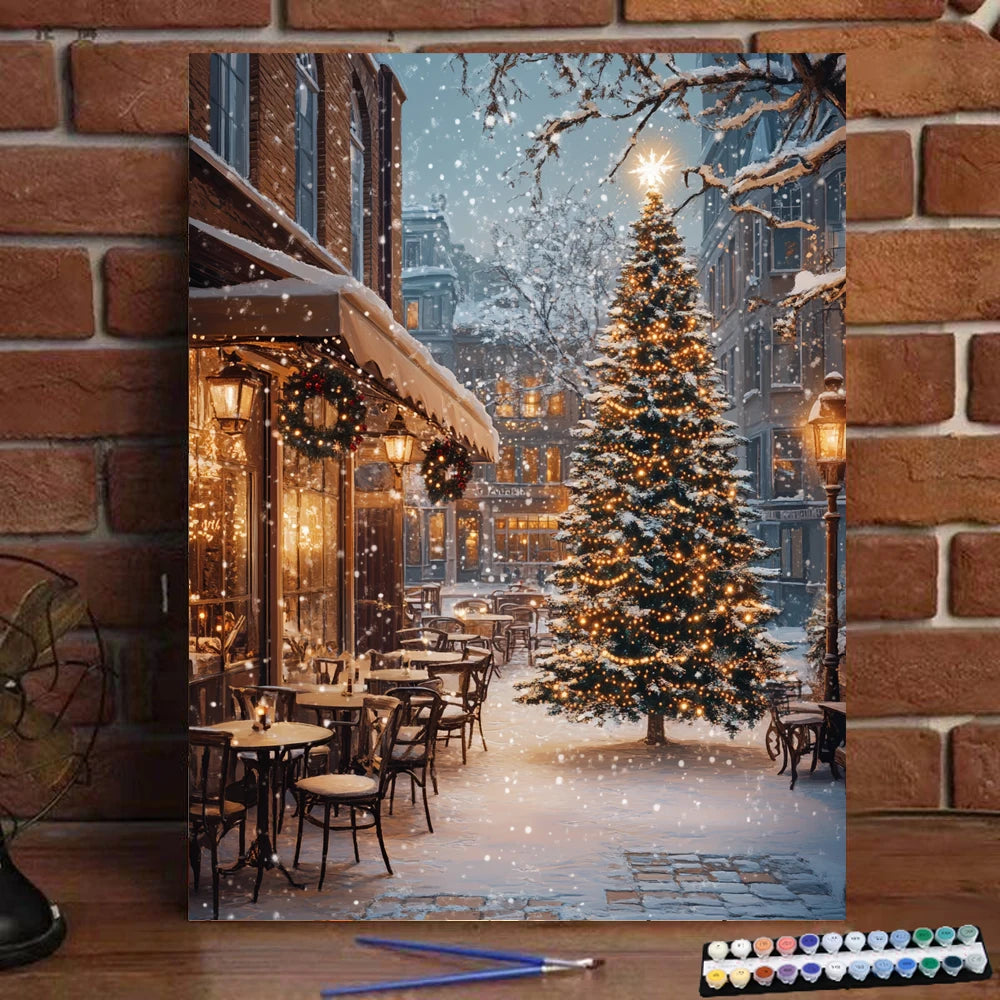 Painting by Numbers Christmas Street Digital Painting Handmade Adult Children Gift Wall Decoration D