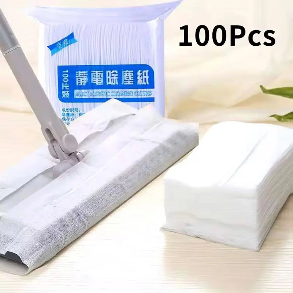 100Pcs 30x20cm Disposable Electrostatic Dust Removal Mop Paper Home Cleaning Wipes Tiles Cleaning Cloth Accessories