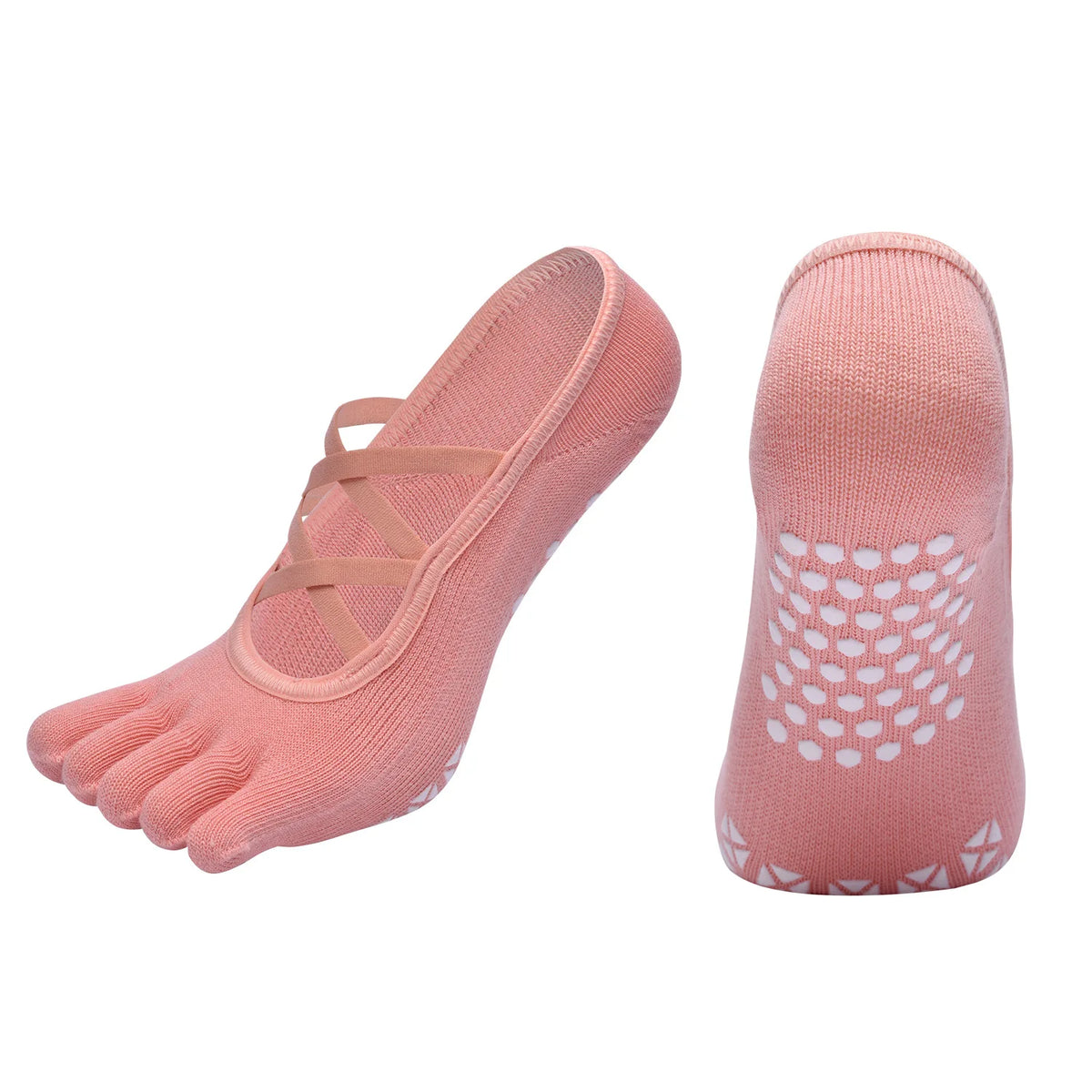 Women Bandage Breathable Pilates Socks Ladies Anti-slip Cotton Backless Sock Five Toes Ballet Dance Fitness Workout Sports Socks