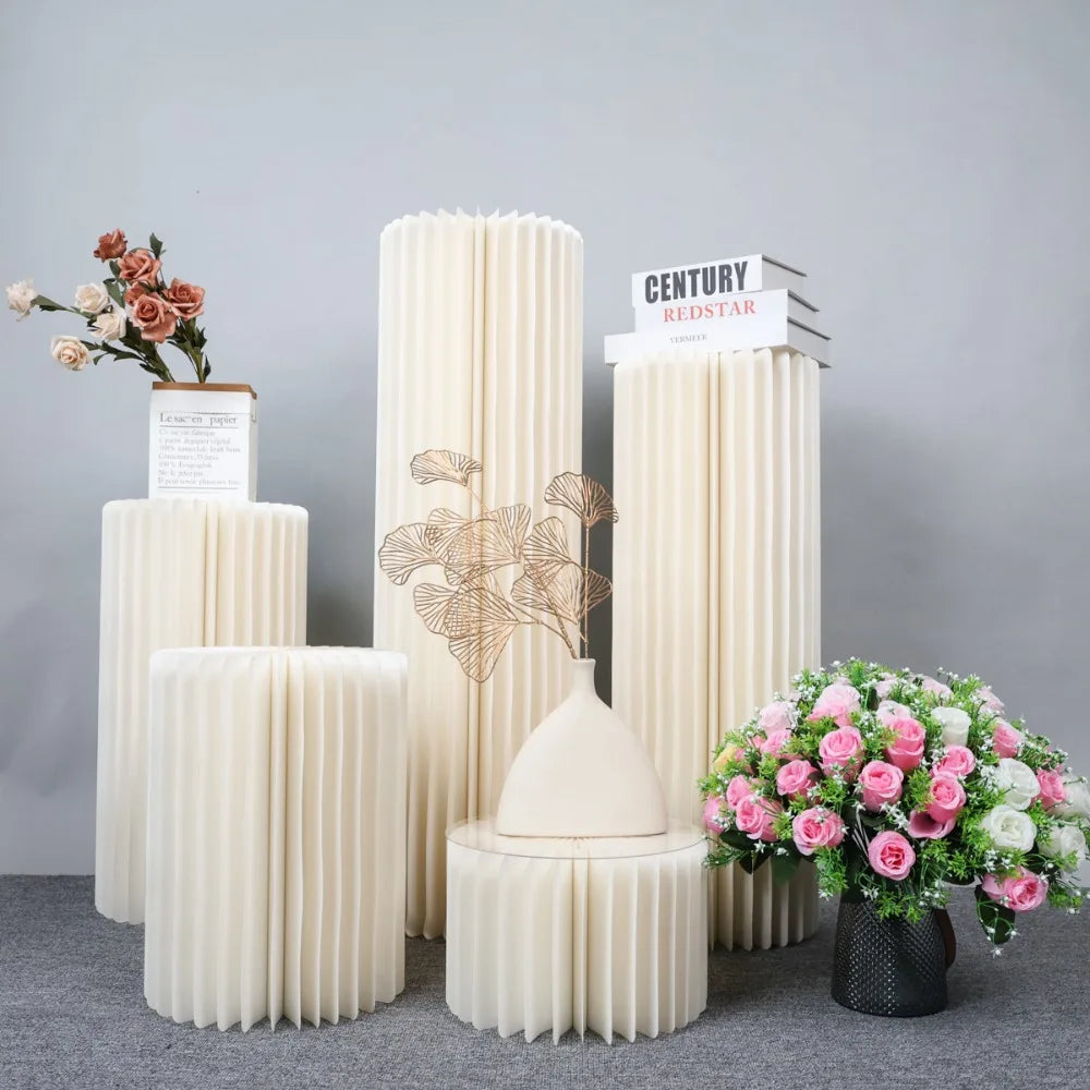 Centerpieces Cardboard Vases Foldable Cardboard Display Columns Stand for Wedding Birthday Party Backdrop Cupcake Decorations