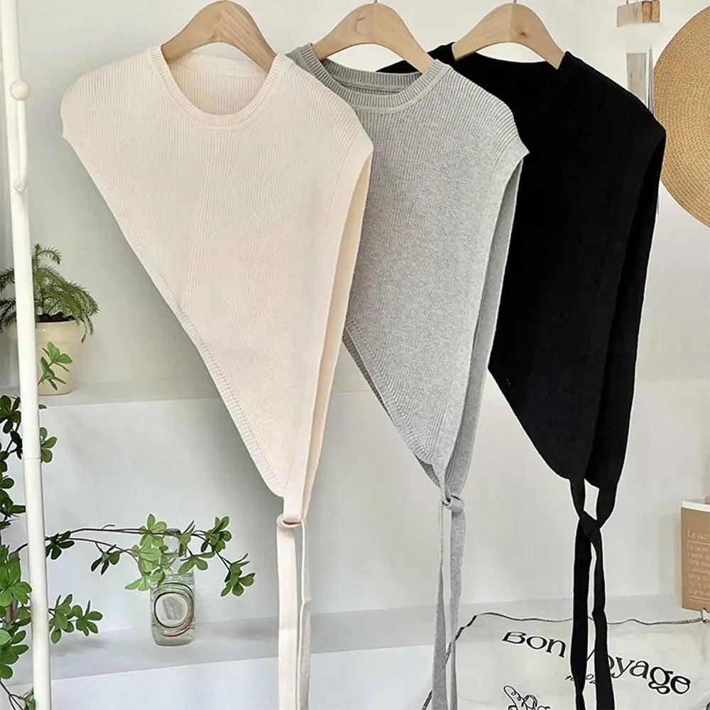 for Blouse Knitted Shawl Vest Solid Color Warm Triangle Beveled Edge Vest Clothing Accessories Polyester