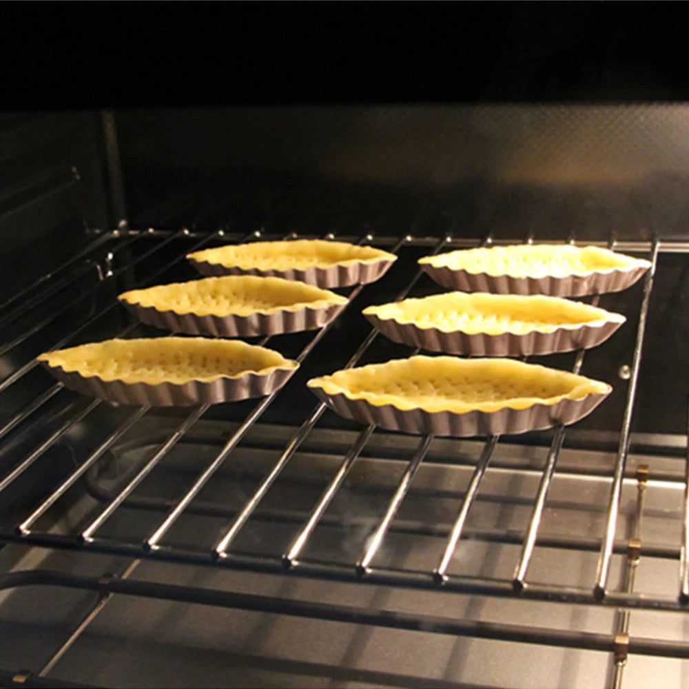 5/10/15pcs Boat Shape Egg Tart Mold Aluminum Cookies Fruit Cake Moulds For Kitchen Pudding Pastry Baking Decorating Tools