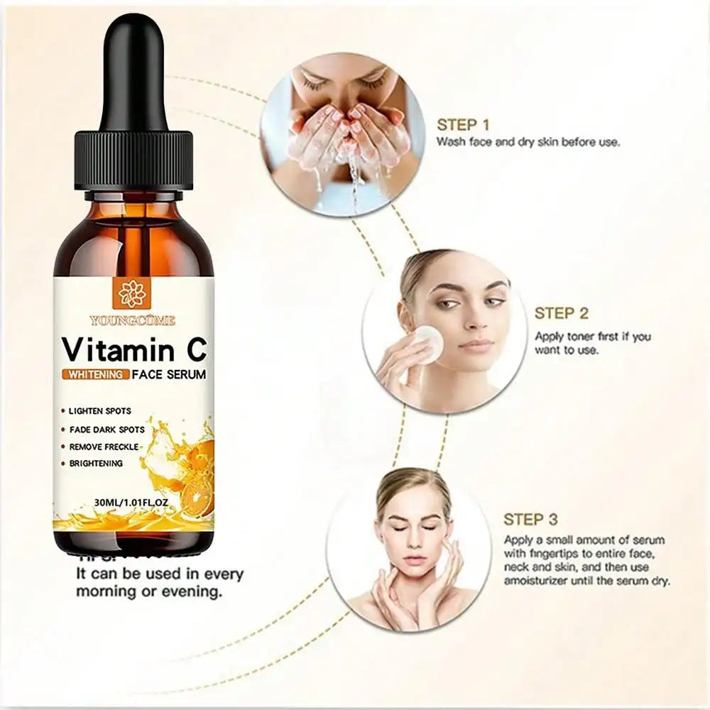 Vitamin C Facial Essence Contains Hyaluronic Acid Dark Spot Remover Moisturizing Repair Younger Essence Facial Skin Care 30ml
