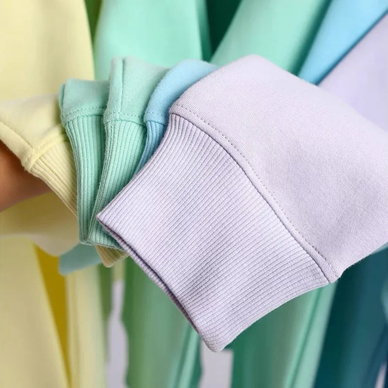 Streamgirl Cotton Basic Sweatshirt Women Oversized Yellow Pullovers Loose Casual Tops Spring Colorful Sweatshirts Women Pink
