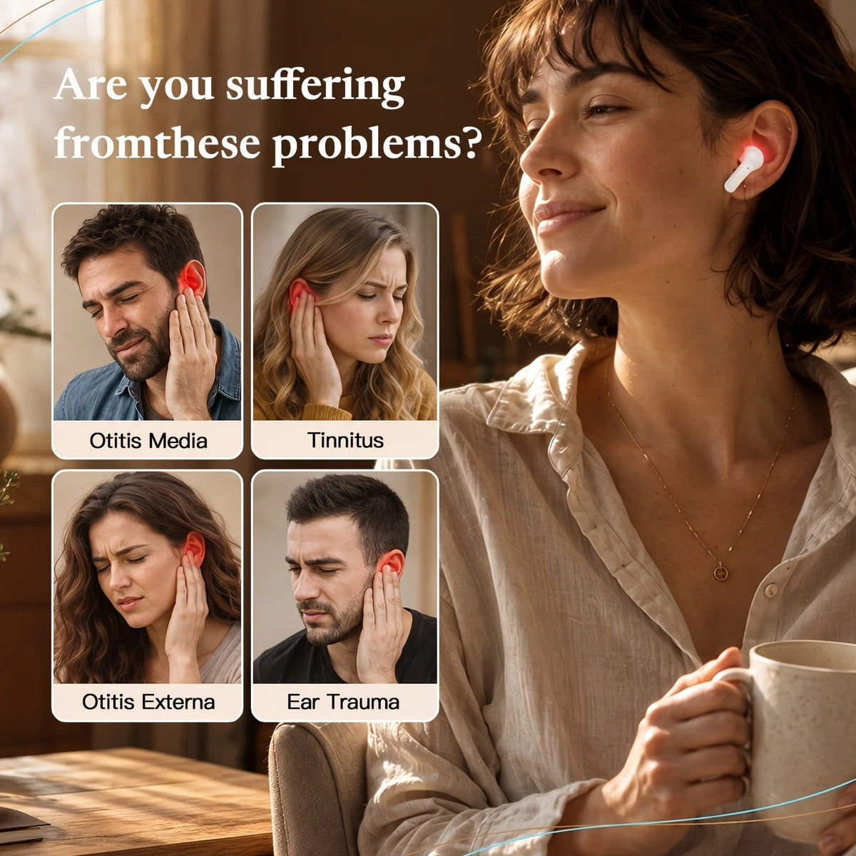 Cordless 650nm Ear Light Device for Tinnitus Otitis Media