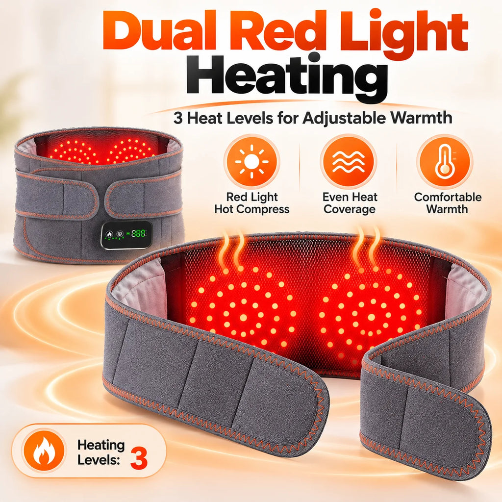 Red Light Heating Massage Waist Belt Rechargeable Lumbar Support