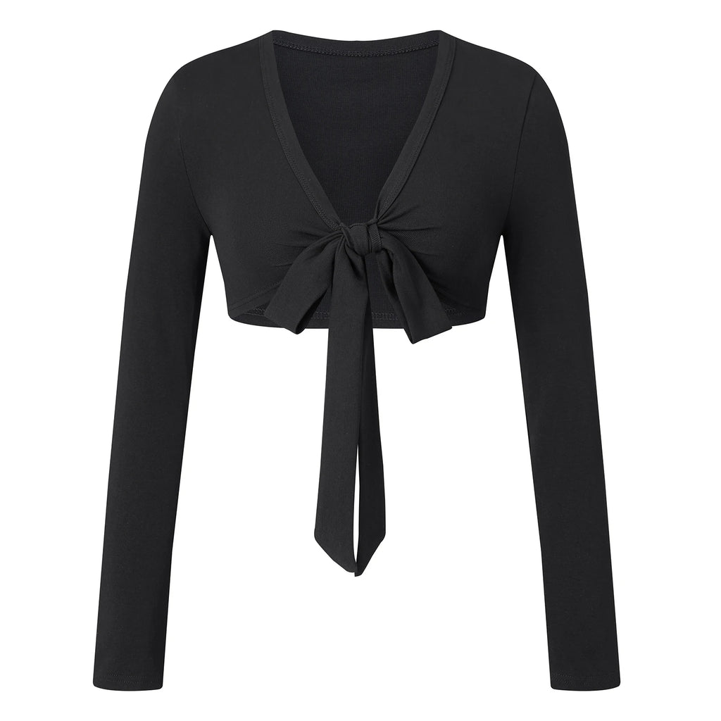 Lamuusaa Y2K Women Crop Bolero Shrug Fashion Clothing Tie Front