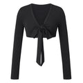 Lamuusaa Y2K Women Crop Bolero Shrug Fashion Clothing Tie Front