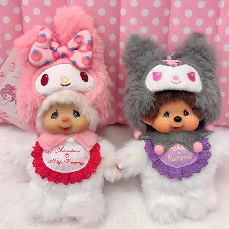 Monchhichi Keychain Kawaii Keychains for Bags Monchhichi Doll Hanging Pendants Children's Day Birthday Gift 몬치치