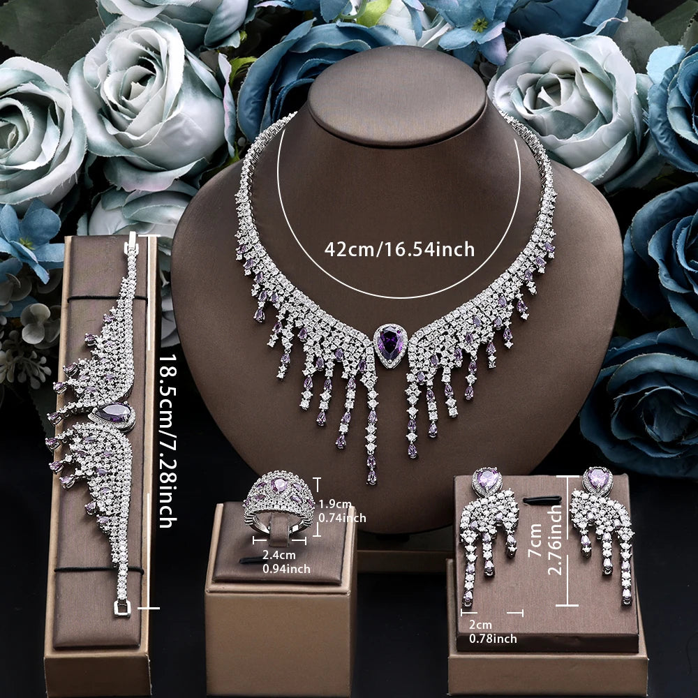4-Piece Bridal Wedding Jewelry Set Women's