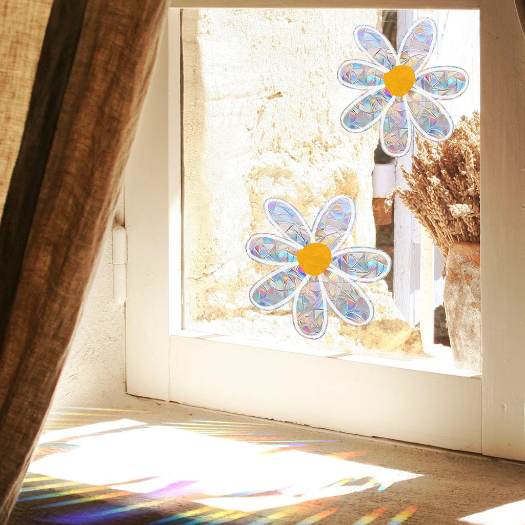 Flowers Daisies Electrostatic Paste Window Sticker Self-adhesive Glass Paste Sun Catcher Rainbow Maker Suncatcher Home Decor