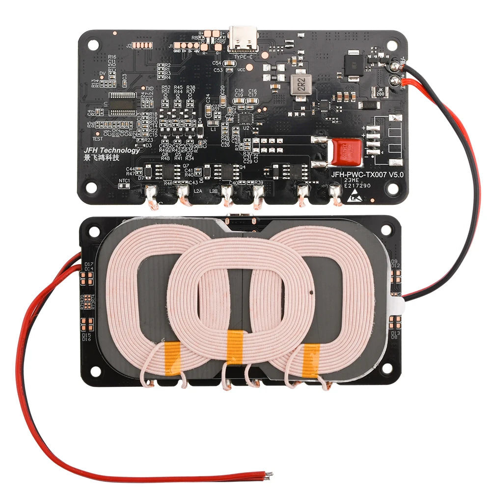 20W Type-C Car 3 Coils For Qi Wireless Charger Module Fast Charging Transmitter Anti-reverse Short Circuit Protection Board