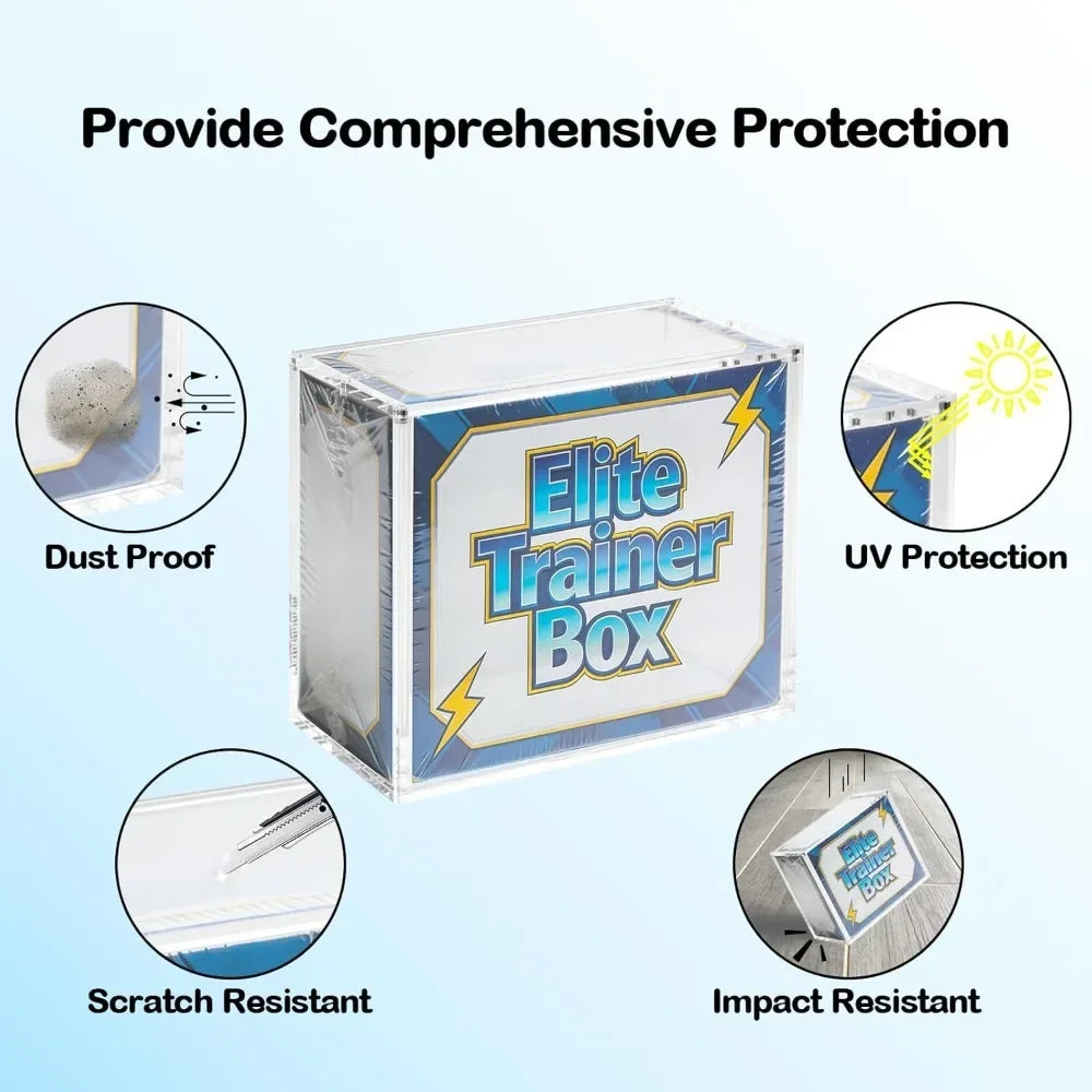Collector's Showcase Magnetic ETB Acrylic Plastic Storage Box, 5mm Ultra-Transparent UV-Blocking Anti-Yellowing Top-Loading Dustproof Protector for Pokemon Elite Trainer Box, Modular Stackable Home Display Case, Acrylic Plast