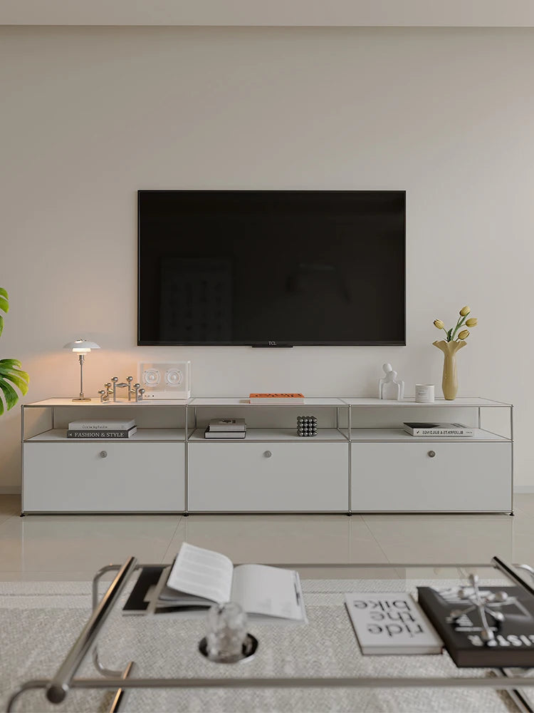 Corner TV Stand Storage Cabinet Metal Display Shelf Living