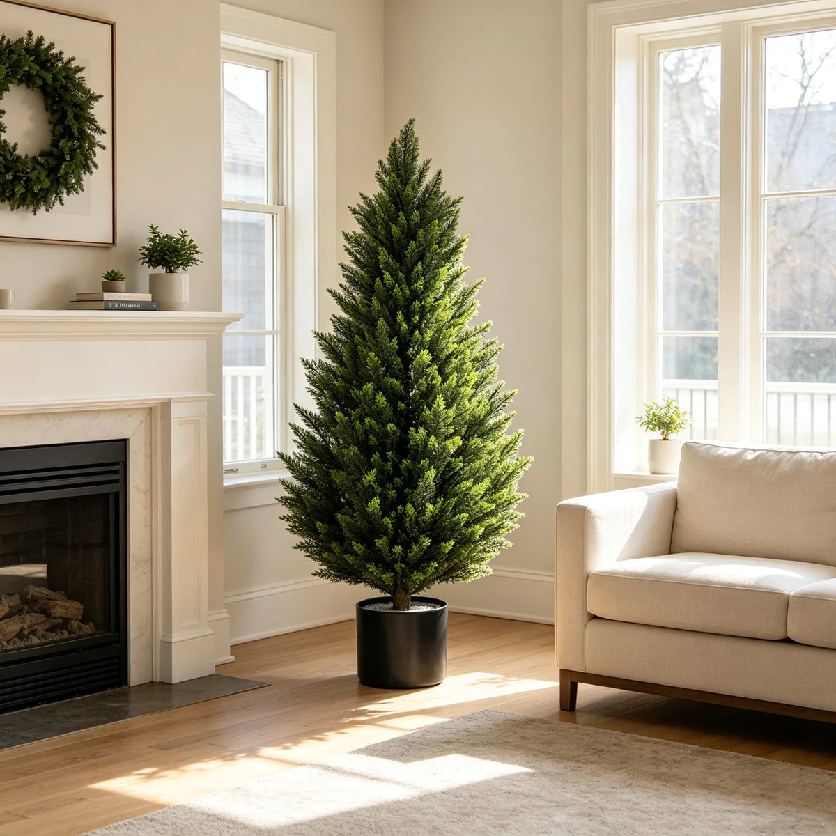 Artificial Cedar Topiary Tree 2/3/4/5/6FT Faux Evergreen Cypress Plant