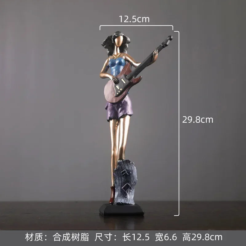 Vintage Play An Instrument Band Decoration Art Character Model Statue Creativity Figurines For Interior Desk Accessories Crafts