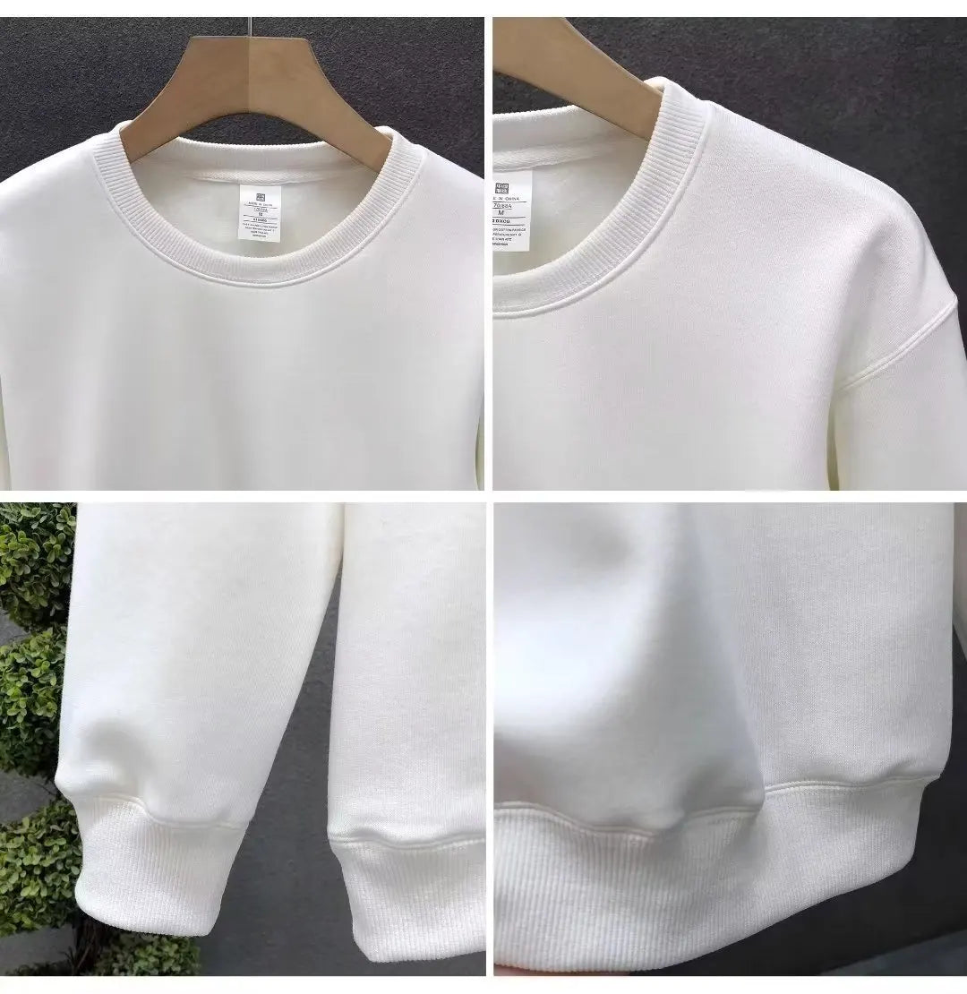 Autumn Men's Cotton Sweatshirt Korean Harajuku Cool Long Sleeve T-shirts High Quality White Top O-neck Tee Shirt Men Clothing